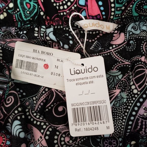 Liquido Medium NWT Sleeveless Turquoise Pink Paisley Print Skort Romper Pockets - Picture 13 of 14